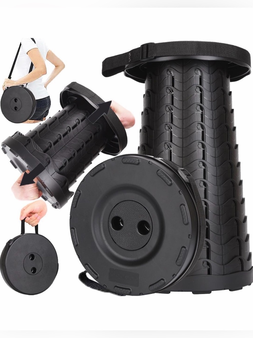 Collapsible Telescoping Travel Stool, Portable Folding Camping Seat
